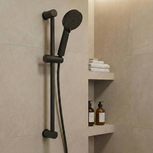 Matt black shower - set, riser