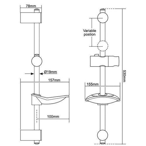 Lewis shower riser rail - riser,
