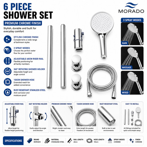 Shower riser rail - shower,
